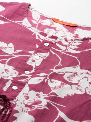 Pink floral printed pure cotton kurta 2