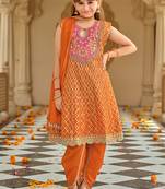 Orange chinon with embroidery