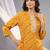 Mustard women bandhani embroidered round neck sequinned kurta
