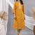 Mustard women bandhani embroidered round neck sequinned kurta