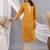 Mustard women bandhani embroidered round neck sequinned kurta