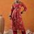 Red bandhani printed v neck gotta patti pure cotton straight kurta