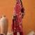 Red bandhani printed v neck gotta patti pure cotton straight kurta