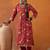 Red bandhani printed v neck gotta patti pure cotton straight kurta