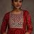 Red women leheriya printed mirror work georgette kurta