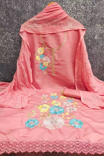 Pink color smart and budgeted roman silk suit