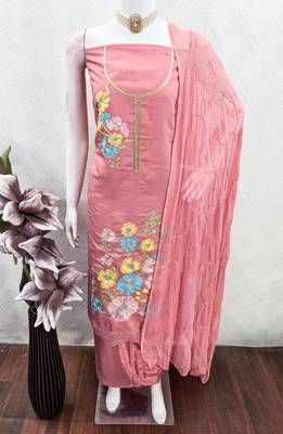 Pink color smart and budgeted roman silk suit 4