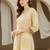 Beige women printed pleated pure cotton kurta with trousers