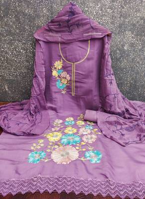 Purple color smart and budgeted roman silk suit 3