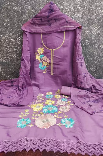 Purple color smart and budgeted roman silk suit