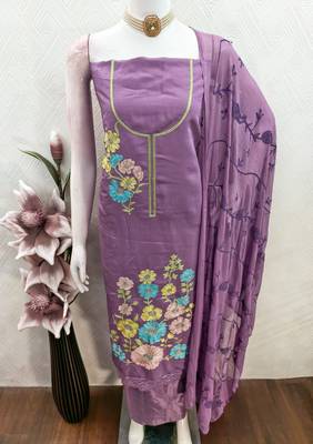 Purple color smart and budgeted roman silk suit 4