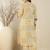 Beige women printed pleated pure cotton kurta with trousers