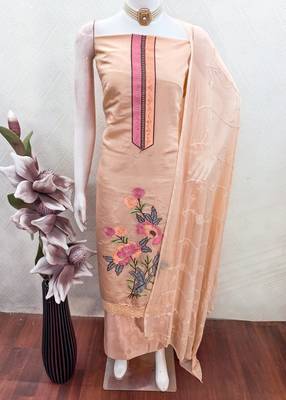 Peach color smart and budgeted roman silk suit 4
