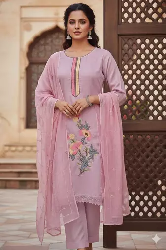 Pink color smart and budgeted roman silk suit