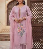 Pink color smart and budgeted roman silk suit