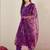 Purple women floral regular kurta with trousers & with dupatta