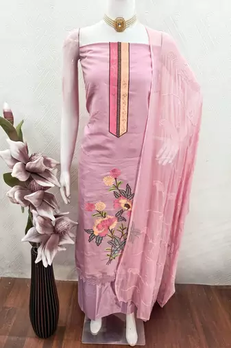 Pink color smart and budgeted roman silk suit