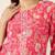 Pink floral printed thread work round neck cotton straight kurta