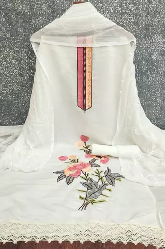 Off white color smart and budgeted roman silk suit