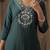 Teal ethnic motifs yoke design v-neck thread work straight kurta with trousers