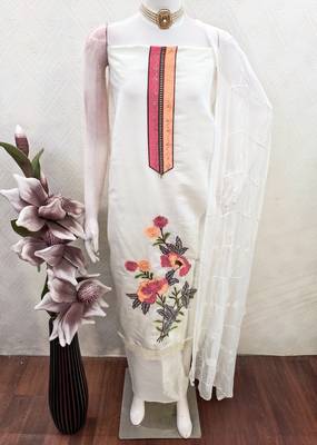 Off white color smart and budgeted roman silk suit 4