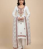 Off white color smart and ethnic roman silk fabric salwar kameez