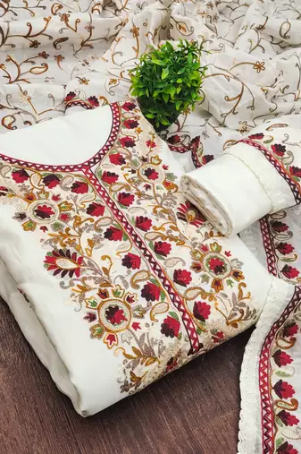 Off white color smart and ethnic roman silk fabric salwar kameez