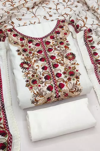 Off white color smart and ethnic roman silk fabric salwar kameez
