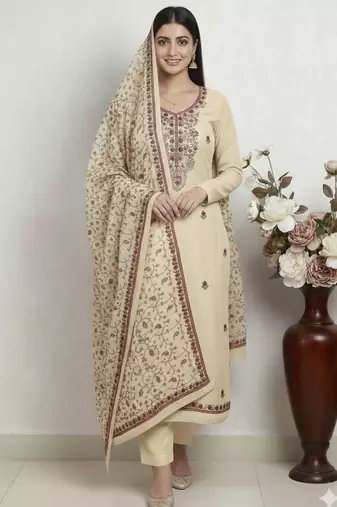 Peach color smart and ethnic roman silk fabric salwar kameez