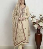 Peach color smart and ethnic roman silk fabric salwar kameez