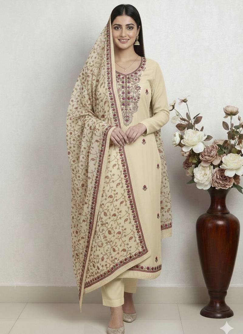 Peach color smart and ethnic roman silk fabric salwar kameez