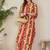 Red women geometric printed cotton kurta with palazzos