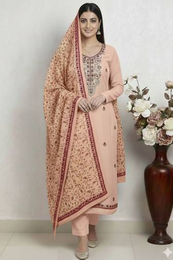 Pink color smart and ethnic roman silk fabric salwar kameez
