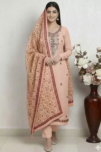 Pink color smart and ethnic roman silk fabric salwar kameez