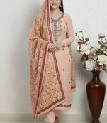 Pink color smart and ethnic roman silk fabric salwar kameez
