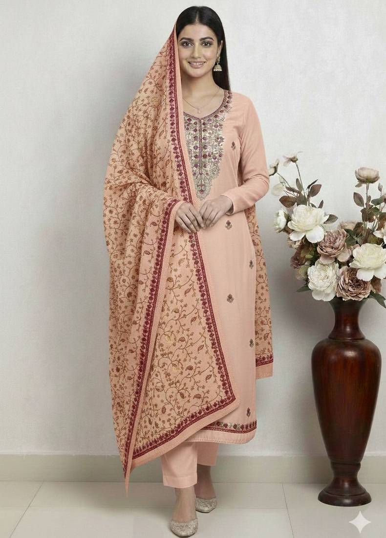 Pink color smart and ethnic roman silk fabric salwar kameez