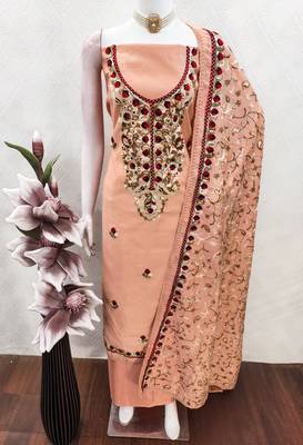 Pink color smart and ethnic roman silk fabric salwar kameez 3