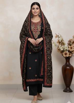 Black color smart and ethnic roman silk fabric salwar kameez 1