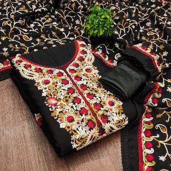 Black color smart and ethnic roman silk fabric salwar kameez 2
