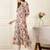 Beige quirky printed cotton thread work a-line kurta