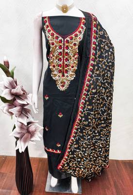 Black color smart and ethnic roman silk fabric salwar kameez 3