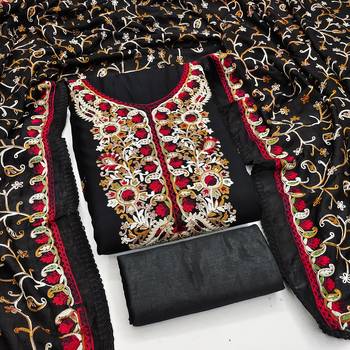Black color smart and ethnic roman silk fabric salwar kameez 4