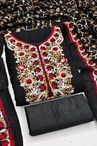 Black color smart and ethnic roman silk fabric salwar kameez