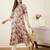 Beige quirky printed cotton thread work a-line kurta