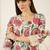 Off white floral printed round neck flared sleeves a-line kurtas