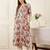Off white floral printed round neck flared sleeves a-line kurtas