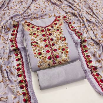 Lavender color smart and ethnic roman silk fabric salwar kameez 4