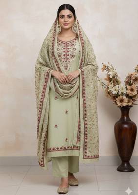 Pista color smart and ethnic roman silk fabric salwar kameez 1