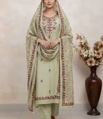 Pista color smart and ethnic roman silk fabric salwar kameez