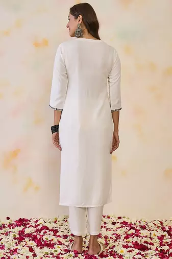 White women floral embroidered thread work floral republic day republic day kurta